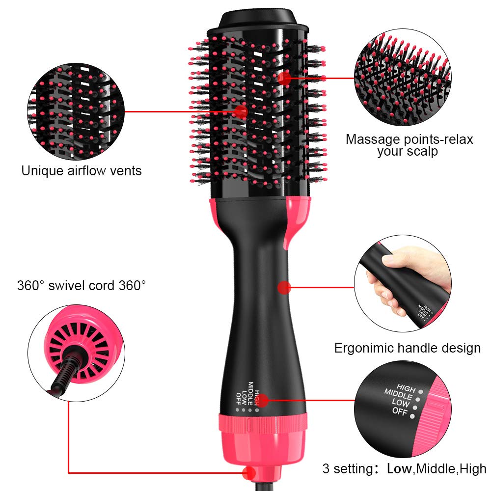 Multifunctional Hot Air Comber 3-In-1 Hair Dryer Curler Straight Hair Comb Styling Comb