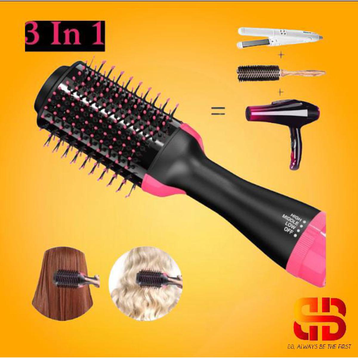 Multifunctional Hot Air Comber 3-In-1 Hair Dryer Curler Straight Hair Comb Styling Comb