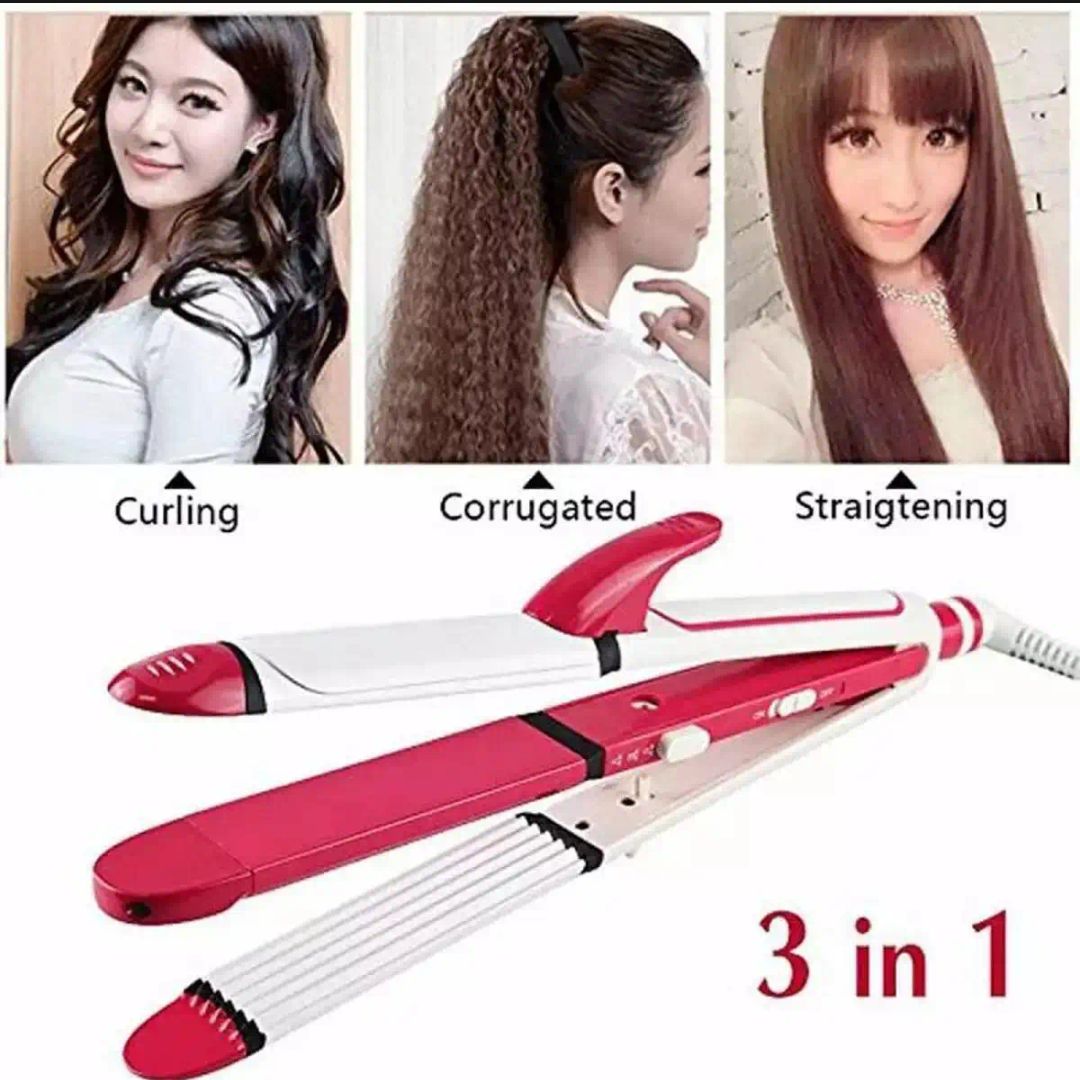 3 In 1 Professional Electric Hair Straightener - Best Quality series with 360 Rotation Swivel Cord - All In 1 Curling Rolling Crimping - Curler - Hair Roller