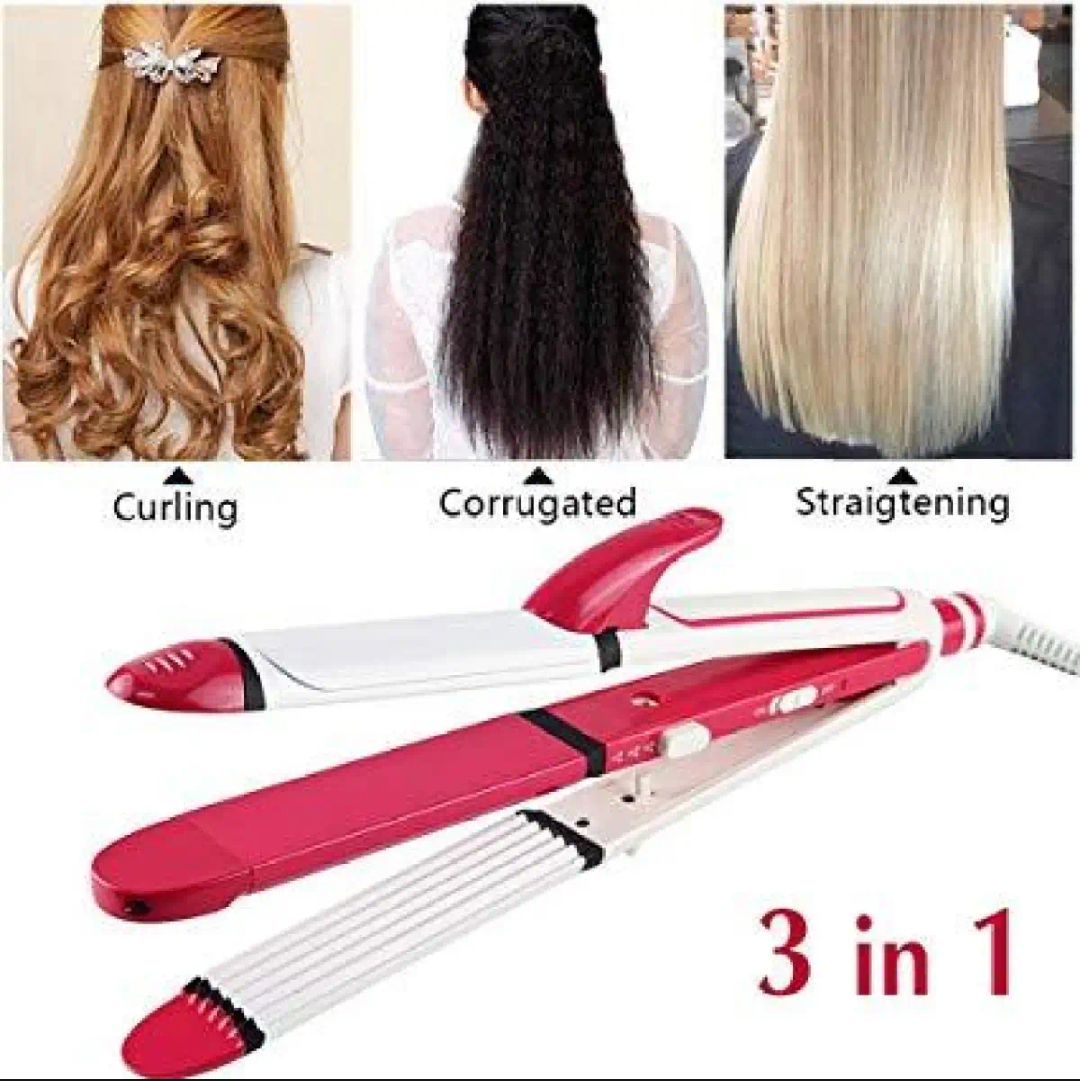 3 In 1 Professional Electric Hair Straightener - Best Quality series with 360 Rotation Swivel Cord - All In 1 Curling Rolling Crimping - Curler - Hair Roller